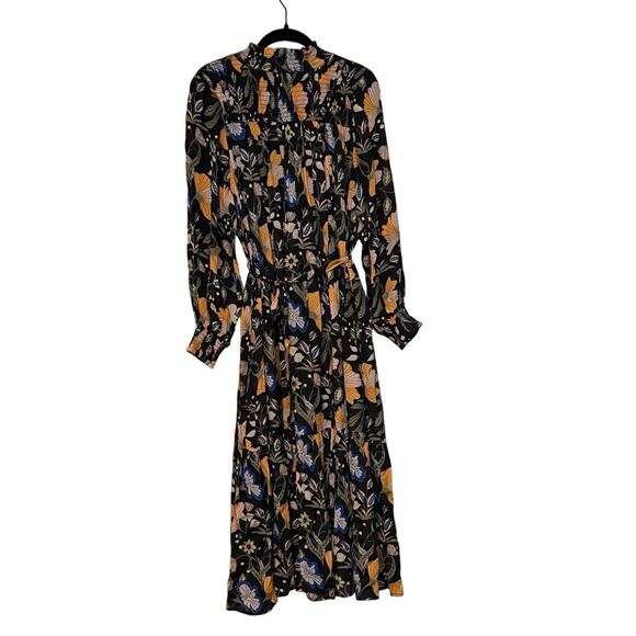 Olivia James The Label Dresses & Skirts - Olivia James The Label Black Floral Long Sleeve Maxi Dress Size Small